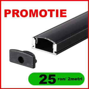 Profil Banda LED Aluminiu, Negru, Aplicat - imagine 1