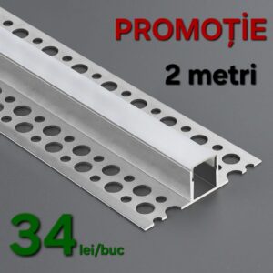 Profil aluminiu banda LED , incastrat sub rigips, gresie, faianta, parchet - imagine 1