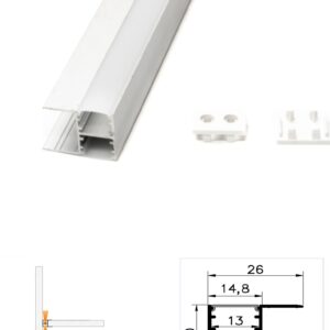Profil dublu Banda Led Aluminiu, iluminare sus si jos, de capat, blat lemn - imagine 3